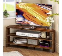HOMCOM Meuble TV d'angle, 47 Pouces, Brun Rustique | 2 étagères ouvertes, Salon, Chambre