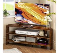 HOMCOM Meuble TV d'angle pour télévision 47 Pouces, Meuble TV Moderne avec 2 étagères Ouvertes pour Salon, Chambre à Coucher, Brun Rustique
