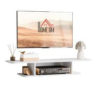 HOMCOM Meuble TV Flottant pour téléviseurs jusqu'à 40", Console multimédia Murale avec étagère de Rangement, Centre de Divertissement, Blanc