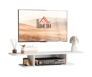 HOMCOM Meuble TV Flottant pour téléviseurs jusqu'à 40", Console multimédia Murale avec étagère de Rangement, Centre de Divertissement, Blanc