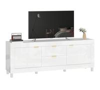 HOMCOM Meuble TV Haut Brillant pour TV jusqu'à 75" 180x40x66cm Blanc