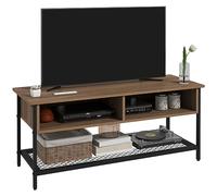 HOMCOM Meuble TV jusqu'à 48" de style industriel, meuble bas avec étagères en bois et acier, 110 x 40 x 48 cm, marron et noir