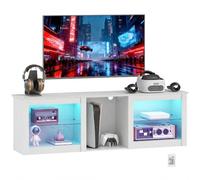 HOMCOM Meuble TV LED RGB Jusqu'à 70 Pouces 5 Niches 160 x 35 x 52 cm Blanc