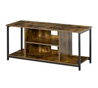 HOMCOM Meuble TV, meuble télé avec compartiments ouverts, étagère réglable, 110x40x50cm, brun rustique