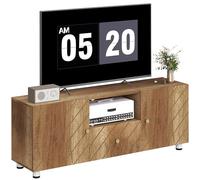 HOMCOM Meuble TV Meuble télé Bois Banc TV pour téléviseur jusqu'à 50 Pouces avec 2 placards et Compartiment Ouvert et tiroir pour Salon Chambre à Coucher, 120 x 30 x 45 cm, Bois Naturel
