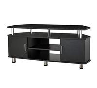 HOMCOM Meuble TV Meuble télé Bois Banc TV pour téléviseur jusqu'à 55 Pouces avec Grand Plateau, placards à Portes et Compartiment Ouvert pour Salon Chambre à Coucher, 120 x 40 x 52 cm, Noir