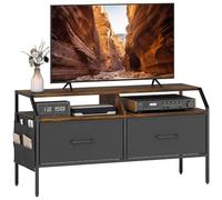 HOMCOM Meuble TV, Meuble TV pour téléviseurs 55 Pouces avec 2 tiroirs en Tissu rabattables, 5 Poches latérales divisées, étagères Ouvertes, Table Console pour Salon, Chambre à Coucher, Salle de