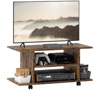 HOMCOM Meuble TV Moderne avec étagères, Meuble TV 42" avec roulettes pivotantes avec Freins, 2 Petites étagères latérales pour Le Salon et la Chambre, 80x40x40 cm, Brun Rustique