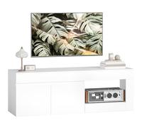 HOMCOM Meuble TV Moderne, Table TV de Salon avec 2 Portes, étagère Ouverte, pour TV 60 Pouces, 140x40x48 cm, Blanc
