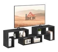 HOMCOM Meuble TV modulaire 75" Max avec 2 étagères en L et Une étagère rectangulaire, Meuble TV Moderne en aggloméré pour Le Salon, 134-180x30.5x44 cm, Noir