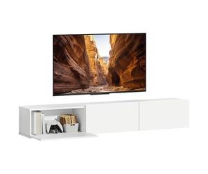 HOMCOM Meuble TV Mural Bas 180 cm pour TV jusqu'à 82 Pouces Blanc