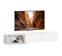 HOMCOM Meuble TV Mural Bas 180 cm pour TV jusqu'à 82 Pouces Blanc | Table TV, meuble mural, 3 volets, portes à fermeture douce, pour salon