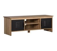 HOMCOM - Meuble TV - Panneau de particules classe E1 - 109x35x38cm - Brun clair, Noir