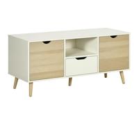 HOMCOM Meuble TV Banc TV Buffet bas Meuble de rangement sur pied avec 2 placards en Bois pour Chambre Salon 110 x 40 x 50 cm