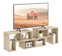 HOMCOM Meuble TV pour téléviseur jusqu'à 75 pouces Gris effet bois chêne