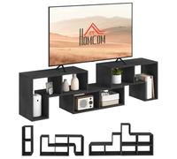 HOMCOM Meuble TV pour téléviseurs jusqu'à 75 Pouces, Noir Effet Bois | Unité TV combinable librement avec étagères de rangement, centre de divertissement extensible pour salon