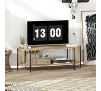 HOMCOM Meuble TV Style Bohème jusqu'à 55 Pouces avec Design en Corde de Papier et 2 Étagères Ouvertes 124x43,5x41 cm Naturel