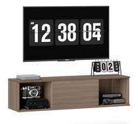 HOMCOM Meuble TV Suspendu 120 cm Armoire Murale, Meuble de Rangement Suspendu Style Moderne avec 2 Compartiments Ouverts et Porte Rabattable, Marron
