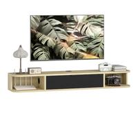 HOMCOM Meuble TV Suspendu 120 cm pour Téléviseur 50 Pouces Noir et Naturel