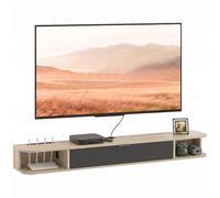 HOMCOM Meuble TV suspendu 140x24x16cm Bois naturel et noir