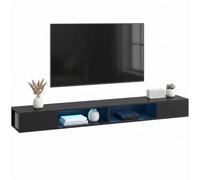 HOMCOM Meuble TV Suspendu 180 cm avec LED RGB pour TV 75 Pouces Noir