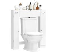HOMCOM Meuble WC Dessus de Toilette avec 2 Placards 88 x 18 x 98 cm Blanc | Armoire au-dessus des Toilettes, Tiroir Basculant, Porte-papier, Étagères Réglables