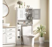 HOMCOM Meuble WC dessus de toilette meuble salle de bain avec placard à porte double et porte-papier 80x19,5x170cm blanc