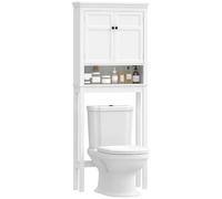 HOMCOM Meuble WC Dessus de Toilette Placard 2 Portes 70 x 20 x 175 cm Blanc | Meuble Machine à Laver, Rangement Salle de Bain, Compartiment, Étagères Réglables