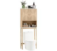 HOMCOM Meuble WC Rangement Placard Double Porte 66 x 25 x 168 cm Chêne