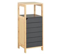 HOMCOM Meubles de Salle de Bain sur Pied Armoire de Rangement Colonne Gain de Place avec Porte et tiroir en Bois et Bambou 32L x 30l x 80H cm
