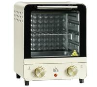HOMCOM Mini four 15L 1000W 60-230℃ incl. ramasse-miettes Blanc Crème | Plaque de cuisson et grille, mini four avec minuteur 60 min