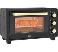 HOMCOM Mini-four 16 L 1400W Mini-four 100-230℃ 60 min minuterie, avec grille et plaque de cuisson, four à pizza avec poignée plateau, plateau ramasse-miettes Noir