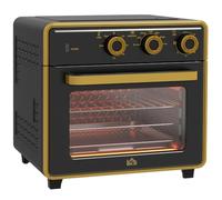 HOMCOM Mini-four 20L Convection 1400W Métal | Grille, plateau à miettes, friteuse à air 90-230°C, 5 modes, panier friture, minuterie 60 min