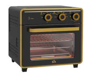 HOMCOM Mini-four 20L Convection 1400W Métal | Grille, plateau à miettes, friteuse à air 90-230°C, 5 modes, panier friture, minuterie 60 min
