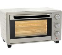 HOMCOM Mini four 21L four à pizza, mini four avec plaque de cuisson, grille et ramasse-miettes, four de table 1400W avec minuterie 1h, 100-230 ℃, métal, crème
