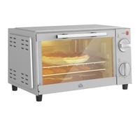 HOMCOM Mini Four 9L 750W 100-230°C 60 Min Plateau de Cuisson Argent | In rille, mini four, vitre, gain de place, four à pizza