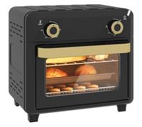 HOMCOM Mini-four à chaleur tournante, 10L friteuse à chaleur tournante, Petit four avec minuterie 60 min et éclairage intérieur, 80-230℃, 3 niveaux de chargement, accessoires résistant au