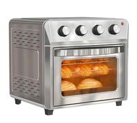HOMCOM Mini four à convection 24 L 1600W 90-230℃ Four à convection avec minuterie 60 min, friteuse à convection y compris plaque de cuisson grille, mini four avec éclairage intérieur, argenté