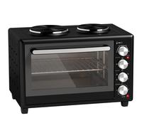 HOMCOM Mini-Four avec 2 Plaques de Cuisson et Broche Rotative 46L 1800 W, Four à Convection Multifonction, Minuterie, Noir