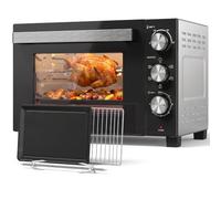 HOMCOM Mini-Four avec Broche Rotative 36L 1500 W Chaleur Tournante Argenté | Four à Convection Multifonction, Température Réglable 90-230°C, Minuterie 60 min, Préchauffage, Compact et Portable
