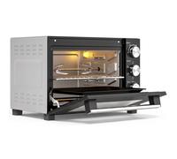 HOMCOM Mini-Four avec Broche Rotative 36L 1500 W, Four à Convection Multifonction, Chaleur Tournante, Minuterie 60 min, Argenté