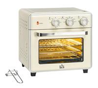 HOMCOM Mini four avec convection 20L plat de cuisson 1400W Blanc | Friteuse à air métallique, grille de cuisson & plateau à miettes, 90-230°C, 5 modes, panier de friture, minuteur 60 min
