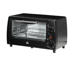 HOMCOM Mini four électrique 10L 1 grille et 1 plateau, température réglable de 100°C à 230°C, Minuteur 60 min, 36,5x26x22 cm