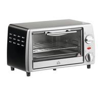 HOMCOM Mini Four Électrique 10L avec 1 Grille 1 Plateau 36,5x26x22cm Argent | Température Réglable de 100°C à 230°C, Minuteur 60 Min