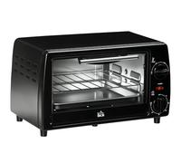 HOMCOM Mini Four Électrique 10L avec 1 Grille 1 Plateau 36,5x26x22cm Noir | Température Réglable de 100°C à 230°C, Minuteur 60 Min