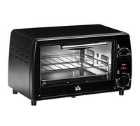 HOMCOM Mini four électrique 10L avec 1 grille et 1 plateau, température réglable de 100°C à 230°C, Minuteur 60 min, 36,5x26x22cm, noir