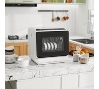 HOMCOM Mini lave-vaisselle compact 4 couverts, lave-vaisselle de table, 6 programmes, commandes tactiles, réservoir 6 L, blanc