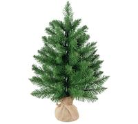 HOMCOM Mini Sapin de Noël 60cm avec 70 Branches épaisses et Aiguilles réalistes en PVC, Ciment et Base en Jute