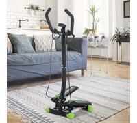 HOMCOM Mini stepper avec guidon, extenseurs, compteur électronique et tapis antidérapant noir et vert