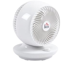 HOMCOM Mini Ventilateur de table, ventilateur Silentieux puissant 45W, 3 vitesses, oscillant à 70° multidirectionnelle, inclinaison à 90°, ventilateur de circulation d'air pour chambre, salon, blanc